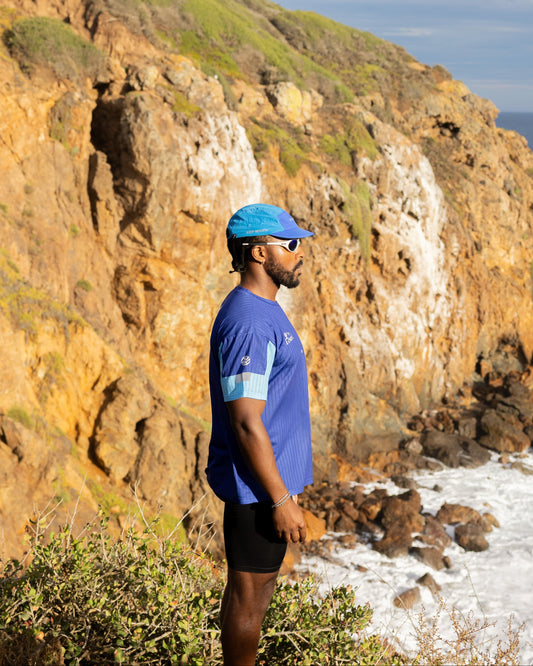 Blue Nylon Running Cap